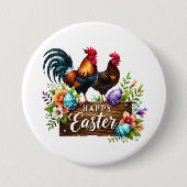 Schattigee Happy Easter hanen Ronde Button 7,6 Cm (Voorkant)