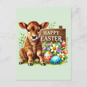Schattigee Happy Easter koe Feestdagenkaart
