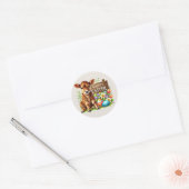 Schattigee Happy Easter koe Ronde Sticker (Envelop)