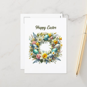 Schattigee Happy Easter krans Feestdagenkaart