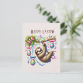Schattigee Happy Easter luiaard Feestdagenkaart (Staand voorkant)