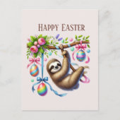 Schattigee Happy Easter luiaard Feestdagenkaart (Voorkant)