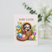 Schattigee Happy Easter luiaard Feestdagenkaart (Staand voorkant)