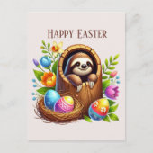 Schattigee Happy Easter luiaard Feestdagenkaart (Voorkant)