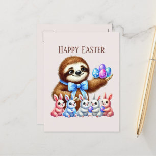 Schattigee Happy Easter luiaard Feestdagenkaart