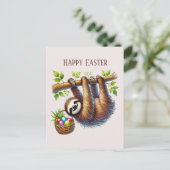 Schattigee Happy Easter luiaard Feestdagenkaart (Staand voorkant)