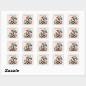 Schattigee Happy Easter luiaard Vierkante Sticker (Vel)