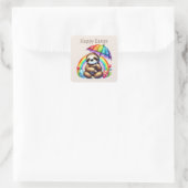 Schattigee Happy Easter luiaard Vierkante Sticker (Tas)
