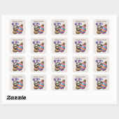 Schattigee Happy Easter luiaard Vierkante Sticker (Vel)