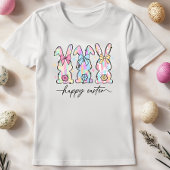 Schattigee Happy Easter, Pastel Bunnies & Floral T-shirt