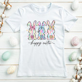Schattigee Happy Easter, Pastel Bunnies & Floral T-shirt
