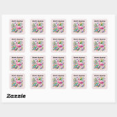 Schattigee Happy Easter Pink Flamingo Vierkante Sticker (Vel)