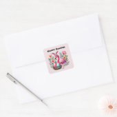 Schattigee Happy Easter Pink Flamingo Vierkante Sticker (Envelop)