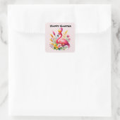 Schattigee Happy Easter Pink Flamingo Vierkante Sticker (Tas)