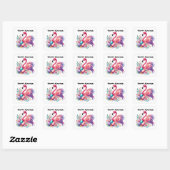 Schattigee Happy Easter Pink Flamingo Vierkante Sticker (Vel)