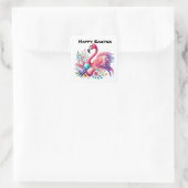 Schattigee Happy Easter Pink Flamingo Vierkante Sticker (Tas)