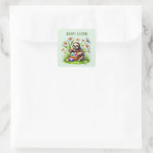 Schattigee Happy Easter Sloth Holiday Vierkante Sticker (Tas)