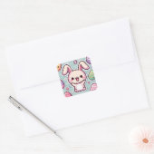 Schattigee Happy Easter Stickers! Happy bunny Stic Vierkante Sticker (Envelop)