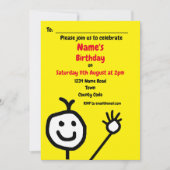 Schattigee Happy Face Yellow Party Uitnodiging (Voorkant)