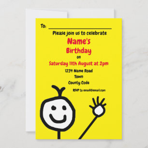 Schattigee Happy Face Yellow Party Uitnodiging