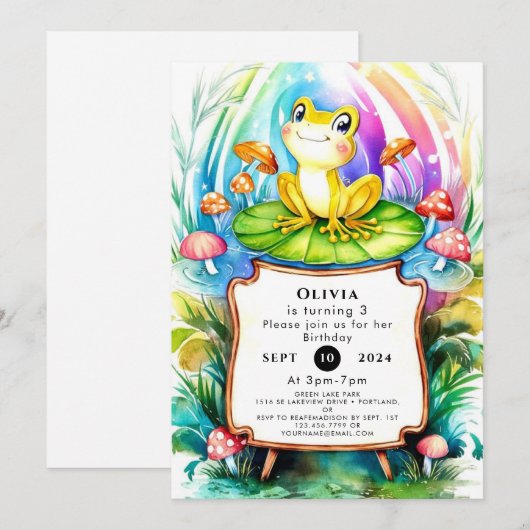 Schattigee Happy Frog Verjaardag Kaart (Voorkant / Achterkant)