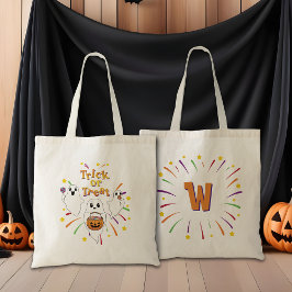 Schattigee Happy Ghosts Halloween Cartoon Trick or Tote Bag