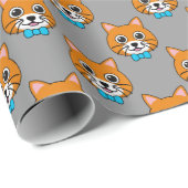 Schattigee Happy Ginger Cat met Papillon Cadeaupapier (Rol Hoek)