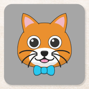 Schattigee Happy Ginger Cat met Papillon Kartonnen Onderzetters