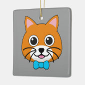 Schattigee Happy Ginger Cat met Papillon Keramisch Ornament (Links)