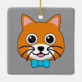 Schattigee Happy Ginger Cat met Papillon Keramisch Ornament (Achterkant)