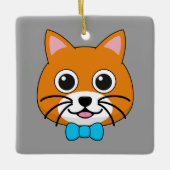 Schattigee Happy Ginger Cat met Papillon Keramisch Ornament (Voorkant)