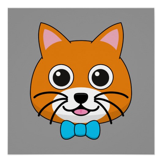 Schattigee Happy Ginger Cat met Papillon Perfect Poster (Voorkant)