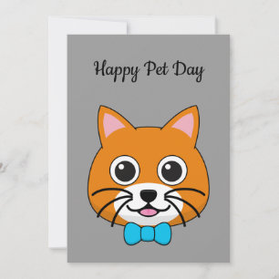 Schattigee Happy Ginger Cat met Papillon persona Feestdagenkaart