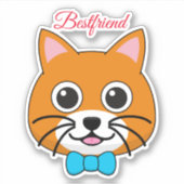 Schattigee Happy Ginger Cat met Papillon | persona Sticker (Voorkant)