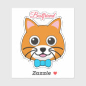 Schattigee Happy Ginger Cat met Papillon | persona Sticker (Vel)