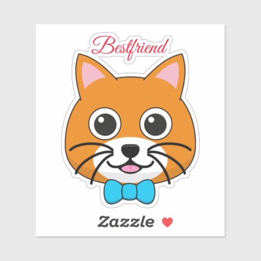 Schattigee Happy Ginger Cat met Papillon | persona Sticker (Vel)