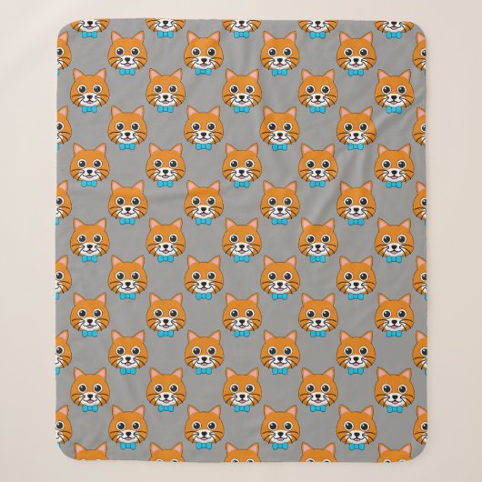 Schattigee Happy Ginger Cat met Papillon Sherpa Deken (Voorkant)