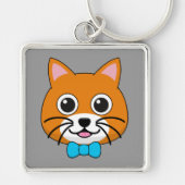 Schattigee Happy Ginger Cat met Papillon Sleutelhanger (Voorkant)
