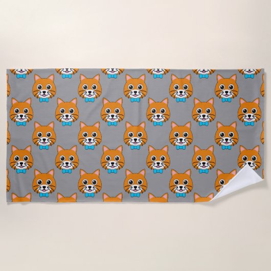 Schattigee Happy Ginger Cat met Papillon Strandlaken (Voorkant)