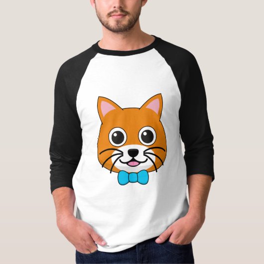 Schattigee Happy Ginger Cat met Papillon T-shirt (Voorkant)