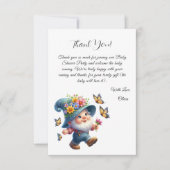 Schattigee Happy Gnome met vlinder Baby shower Bedankkaart (Voorkant)