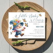 Schattigee Happy Gnome met vlinder Baby shower Kaart