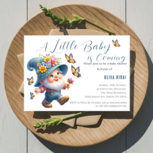 Schattigee Happy Gnome met vlinder Baby shower Kaart