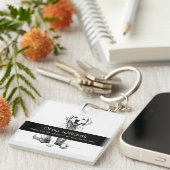 Schattigee Happy Golden Retriever Woof verjaardags Sleutelhanger (Voorkant Rechts)