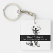 Schattigee Happy Golden Retriever Woof verjaardags Sleutelhanger (voorkant)