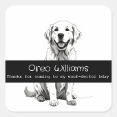 Schattigee Happy Golden Retriever Woof verjaardags Vierkante Sticker (Voorkant)