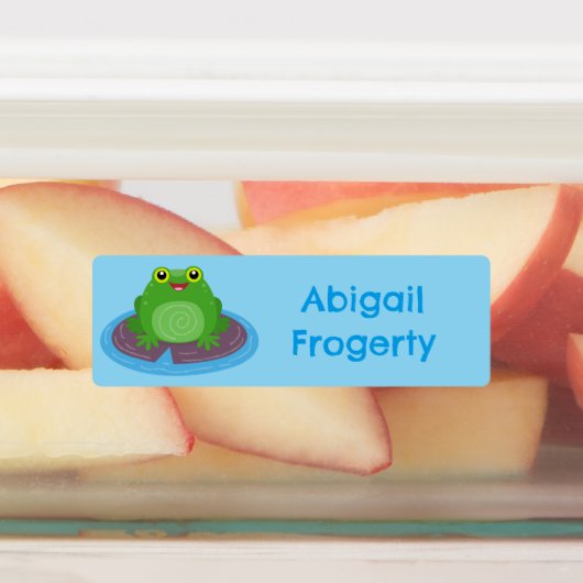 Schattigee Happy Green Frog cartoon gepersonalisee Labels (Aangebracht)