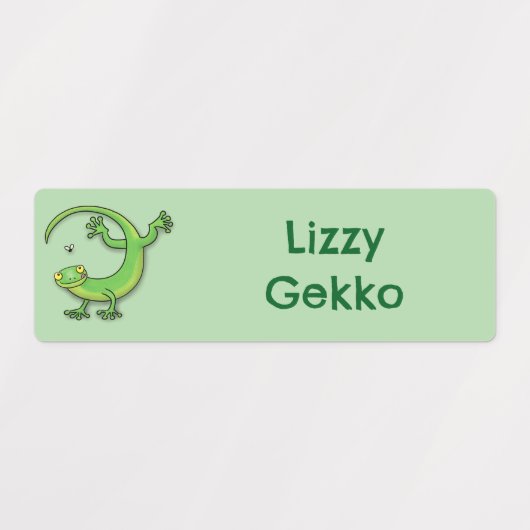 Schattigee Happy Green Gekko hagedis cartoon geper Labels (Design 2)