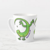Schattigee Happy Green Gekko hagedis cartoon geper Latte Mok (Linkerhoek)