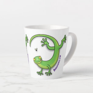 Schattigee Happy Green Gekko hagedis cartoon geper Latte Mok